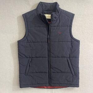 R.M. Williams Dark Navy Zip Puffer Vest Men's Sz S - JV232NYZD01 Burgundy Lining